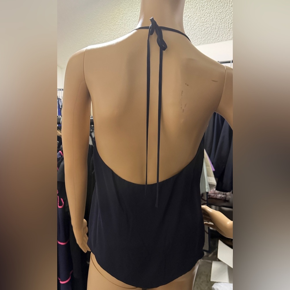 L’AGENCE Silk Versatile Halter Wrap Camisole Navy Draped Top Size S - Picture 8 of 16